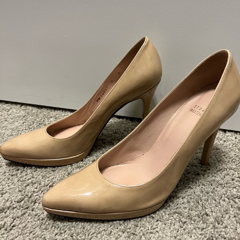 Stuart Weitzman Patent Nude Heels
